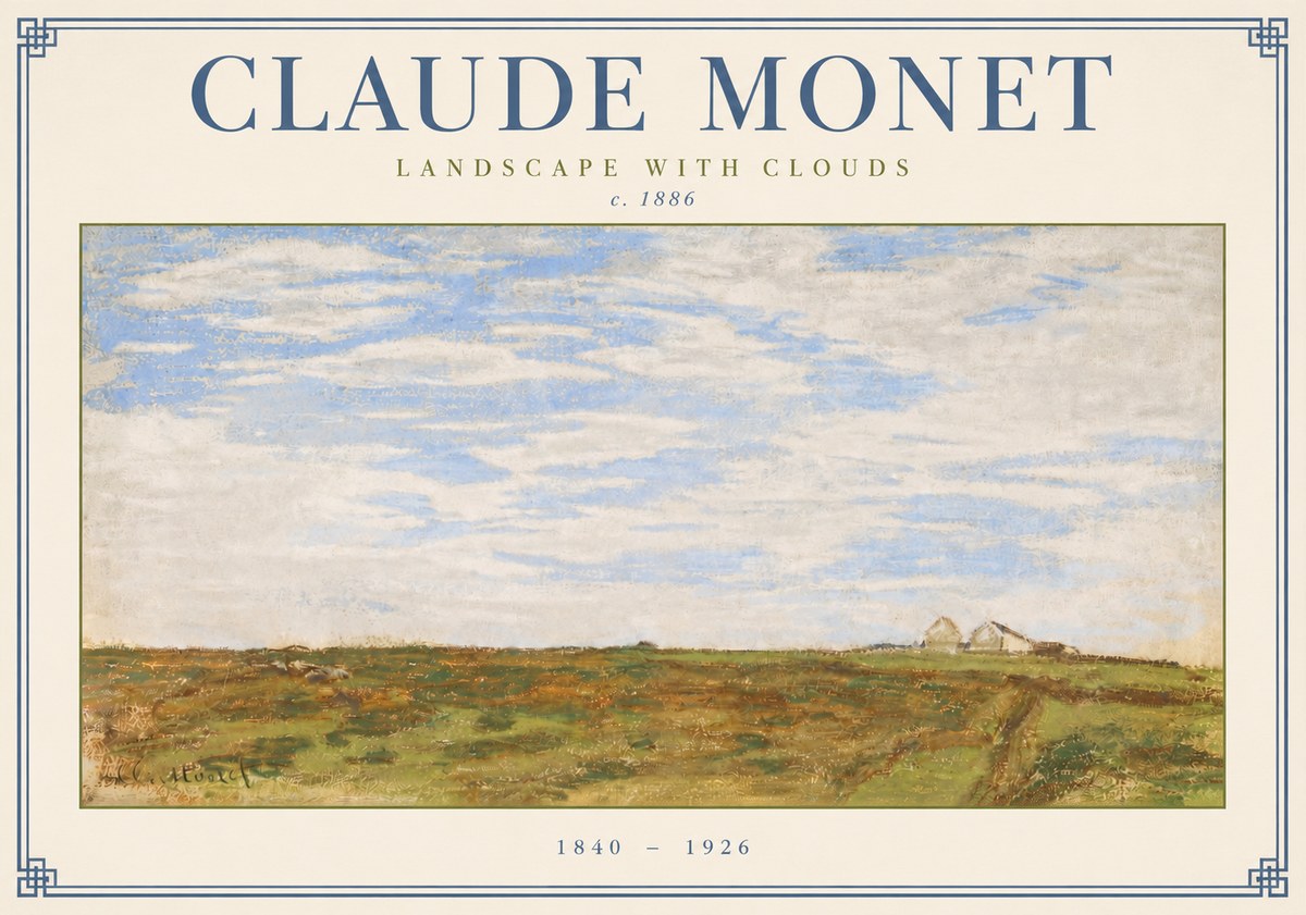 Monet Landscape with Clouds No3 - Póster