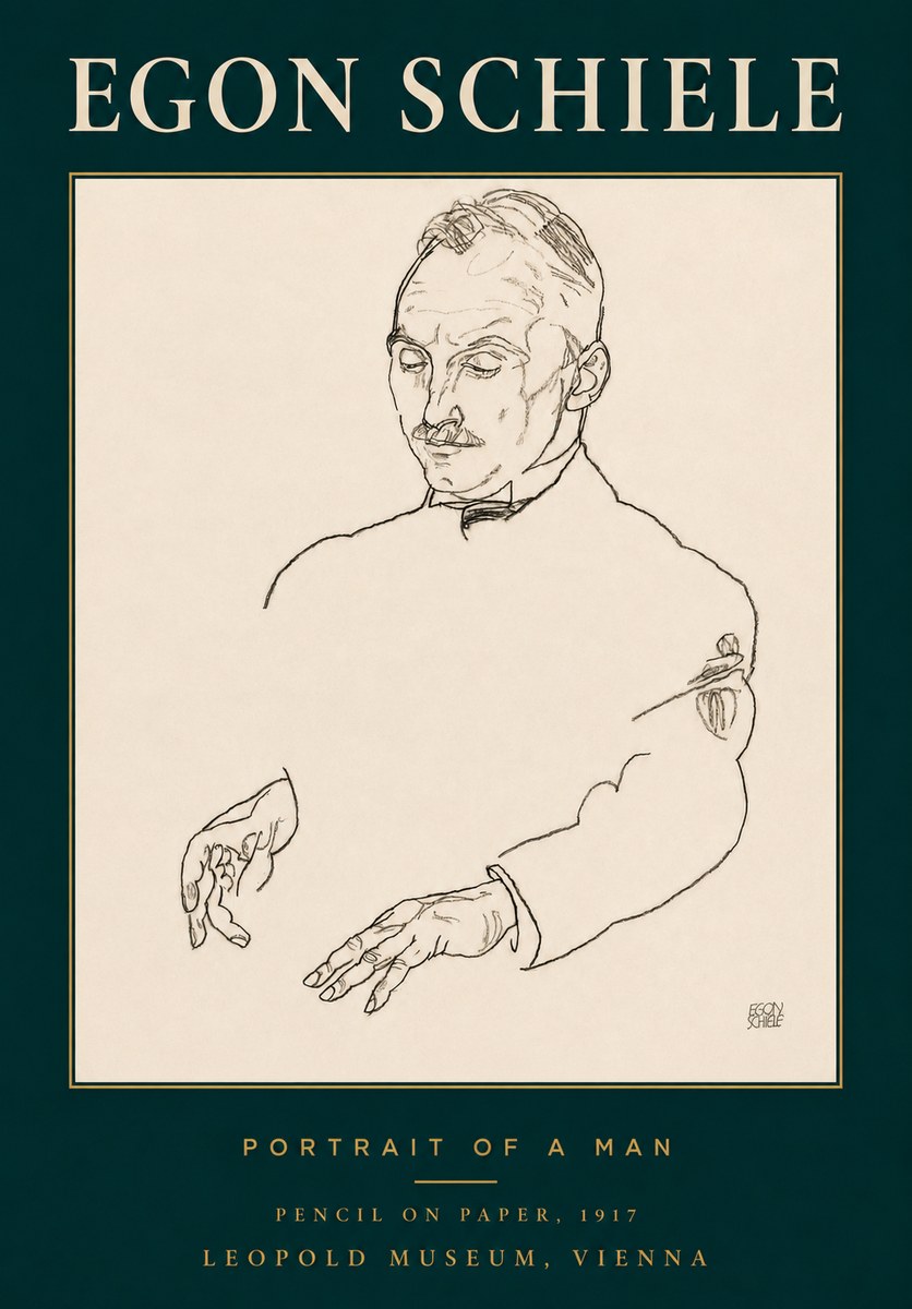 Schiele Portrait of a Man No3 - Póster
