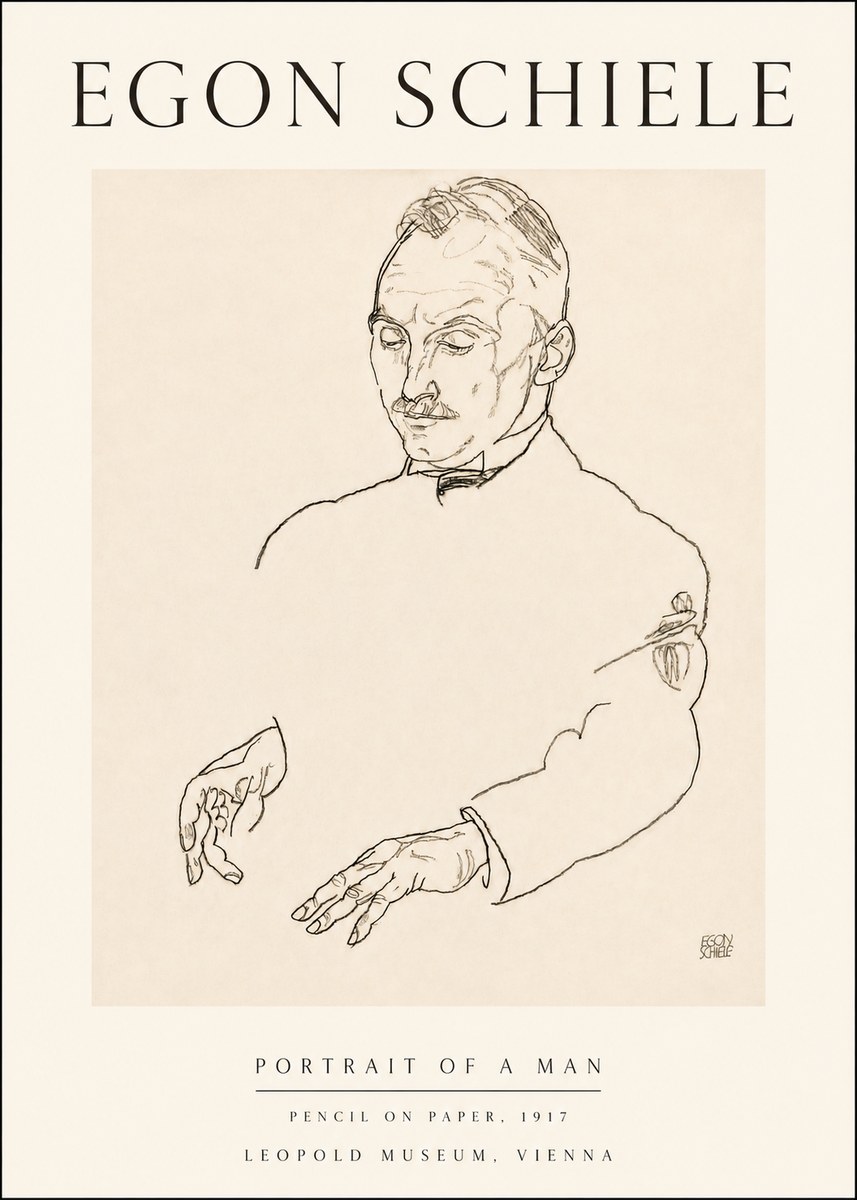 Schiele Portrait of a Man No4 - Póster