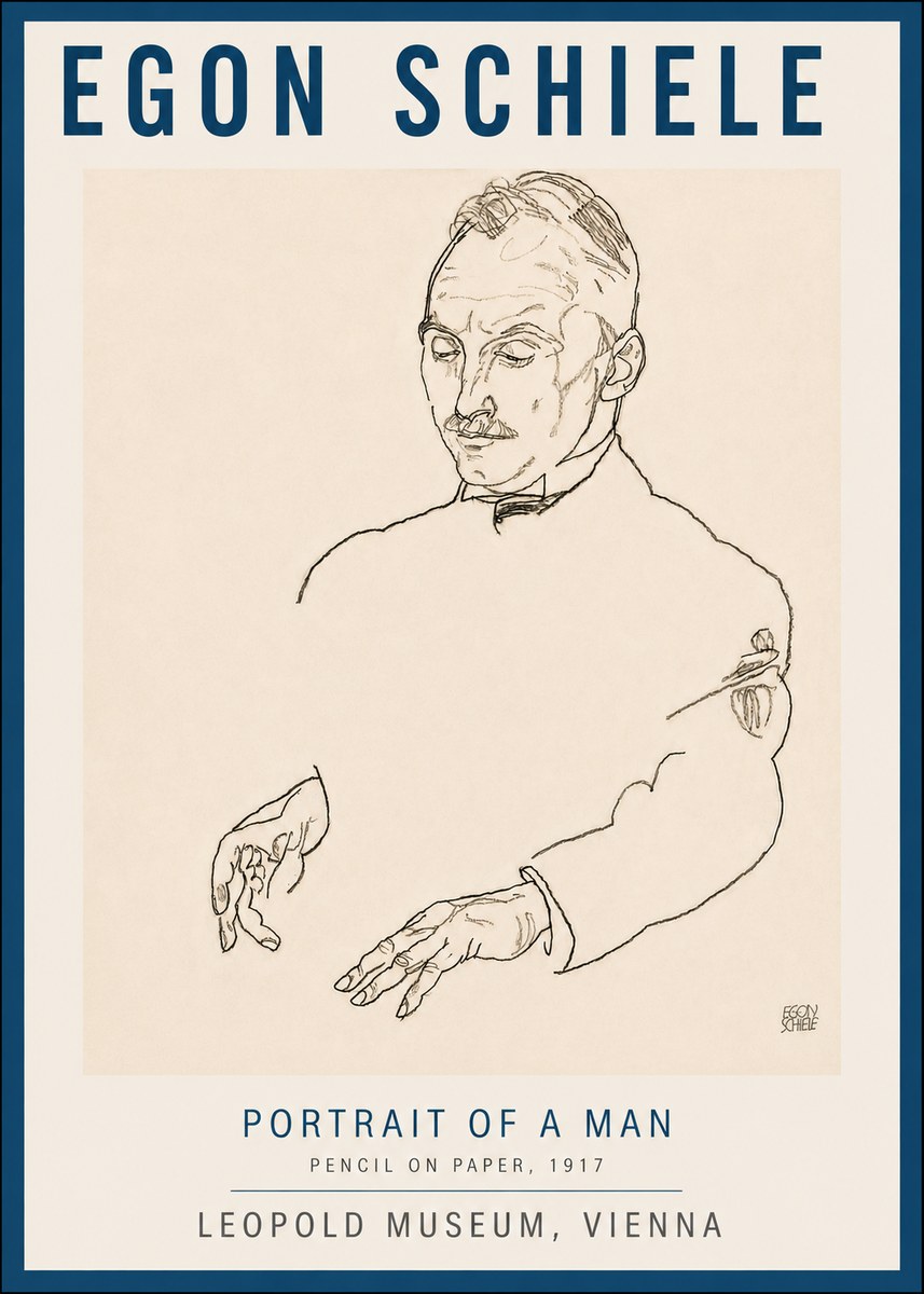 Schiele Portrait of a Man No6 - Póster