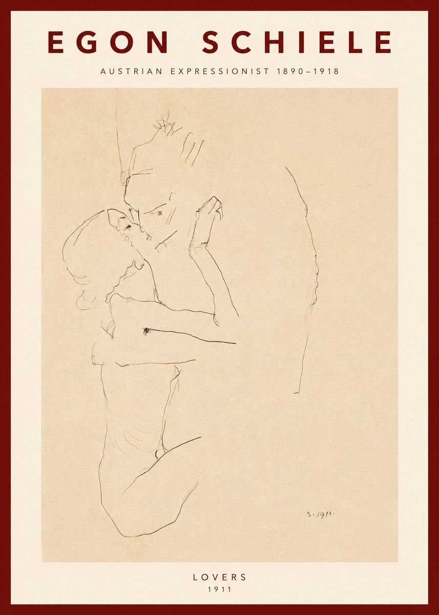 Schiele Lovers No2 - Póster
