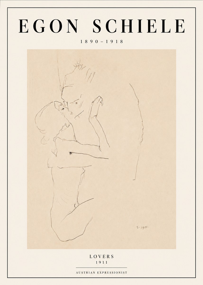 Schiele Lovers No3 - Póster