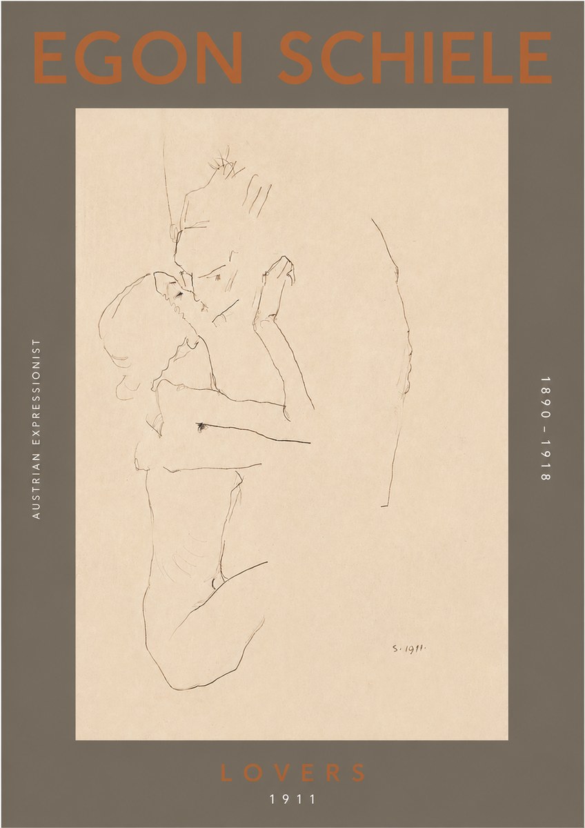 Schiele Lovers No4 - Póster