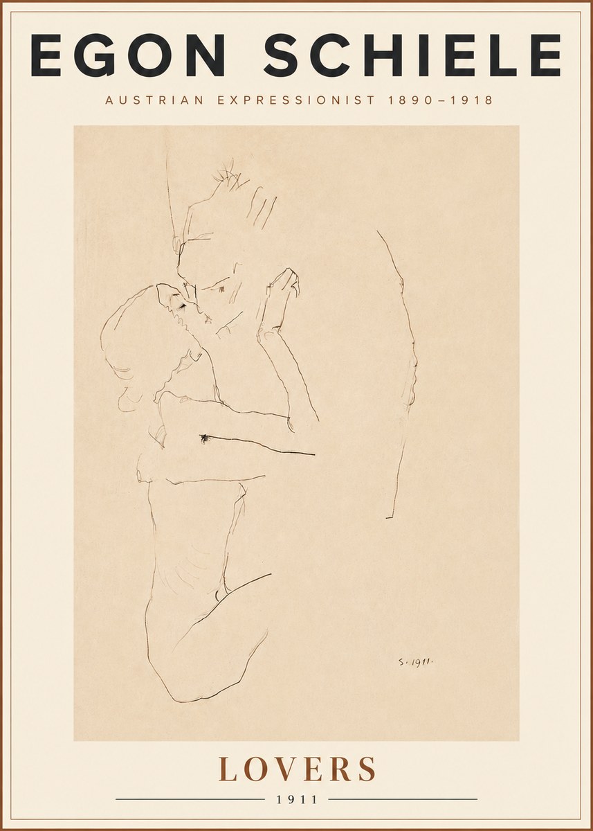 Schiele Lovers No5 - Póster