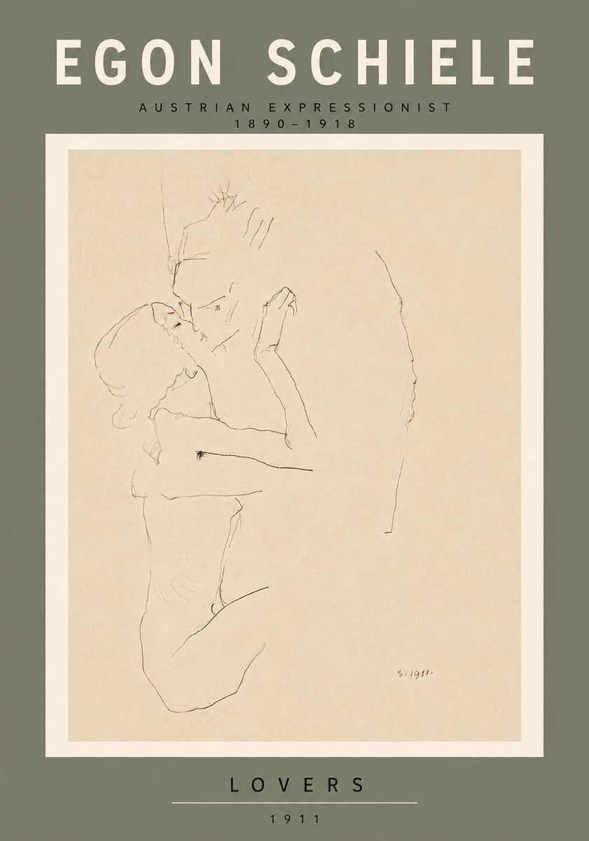 Schiele Lovers No6 - Póster