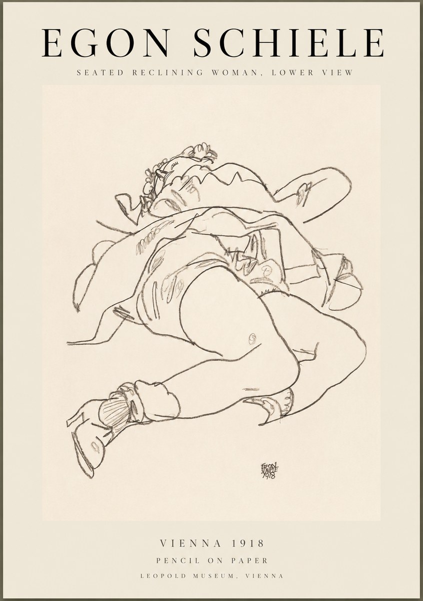Schiele Seated Reclining Woman, Lower View No1 - Póster
