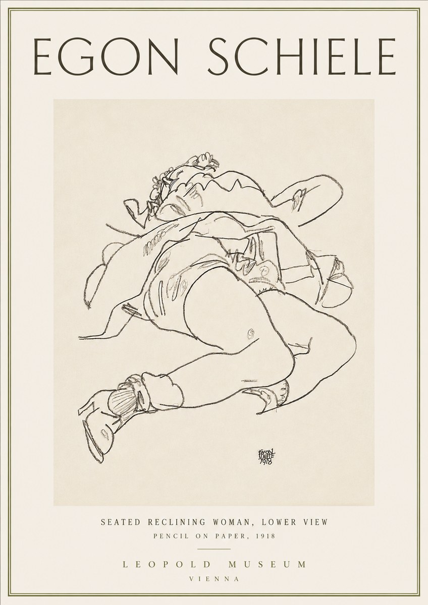 Schiele Seated Reclining Woman, Lower View No4 - Póster