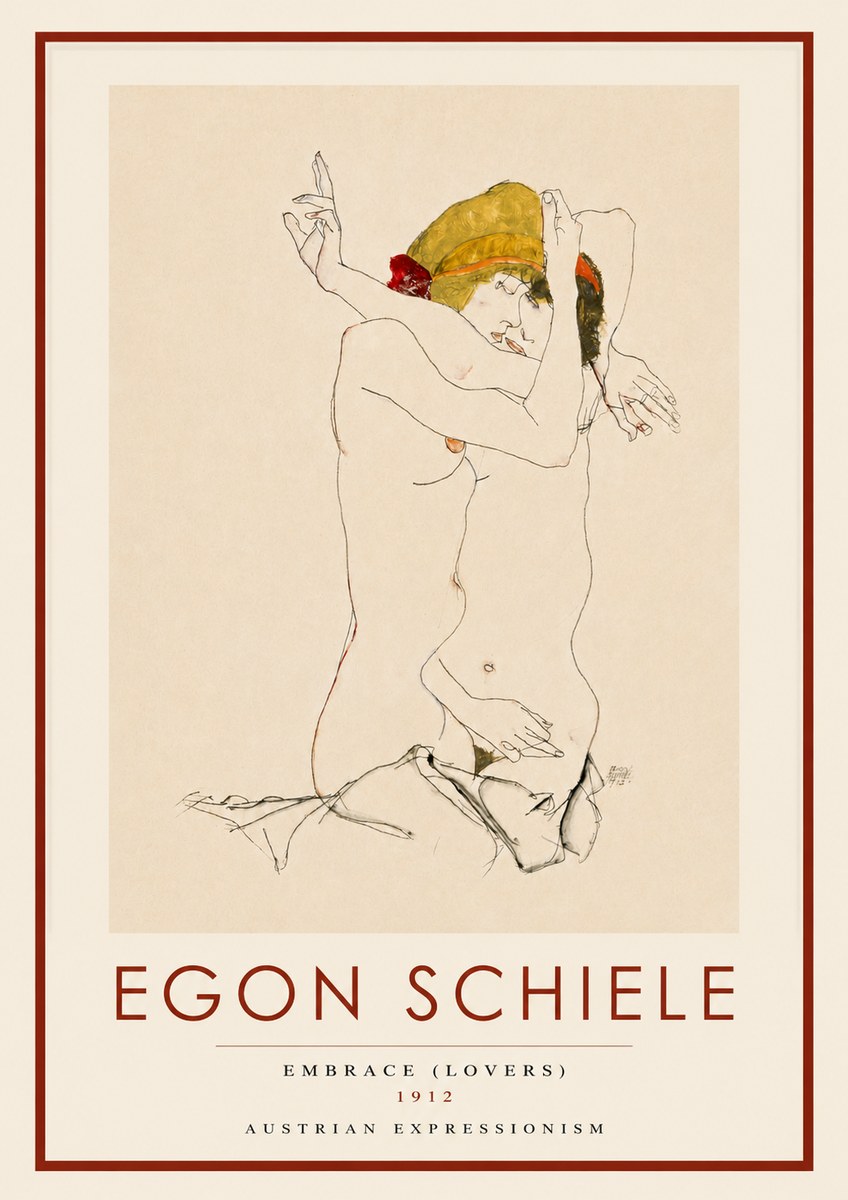 Schiele Embrace (Lovers) No3 - Póster
