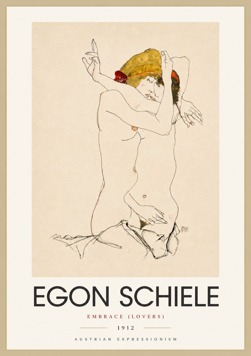 Schiele Embrace (Lovers) No4 - Póster