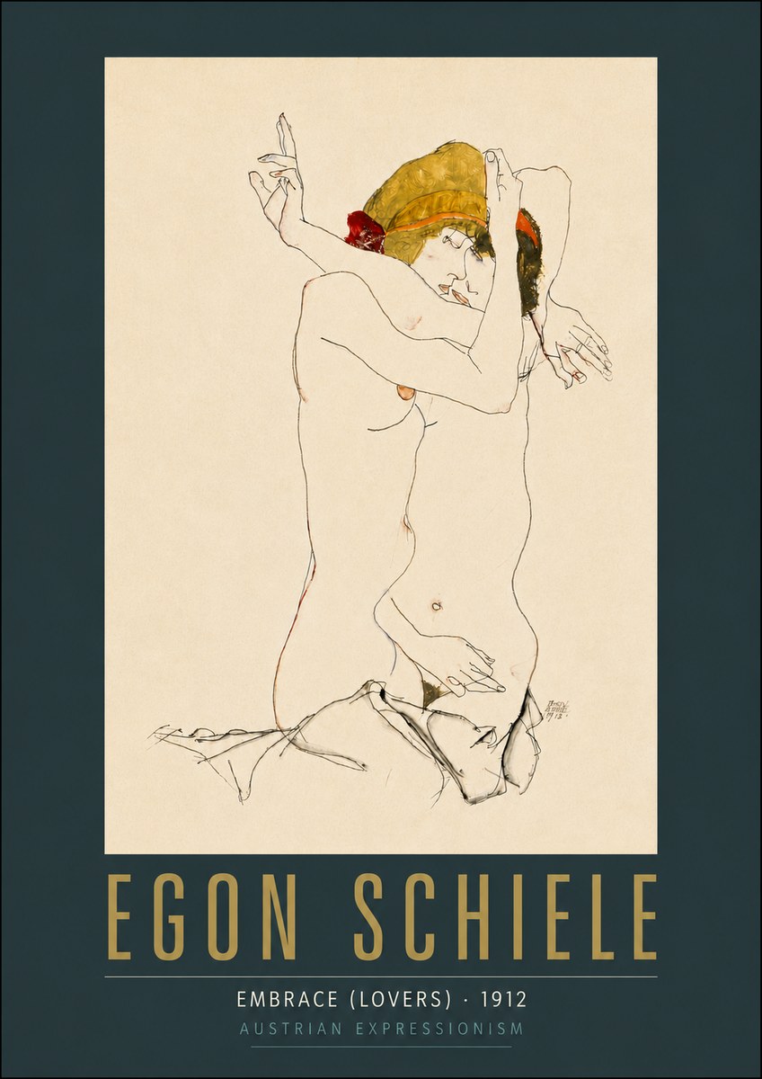 Schiele Embrace (Lovers) No6 - Póster