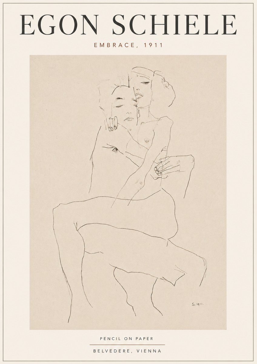 Schiele Embrace, 1911 No5 - Póster
