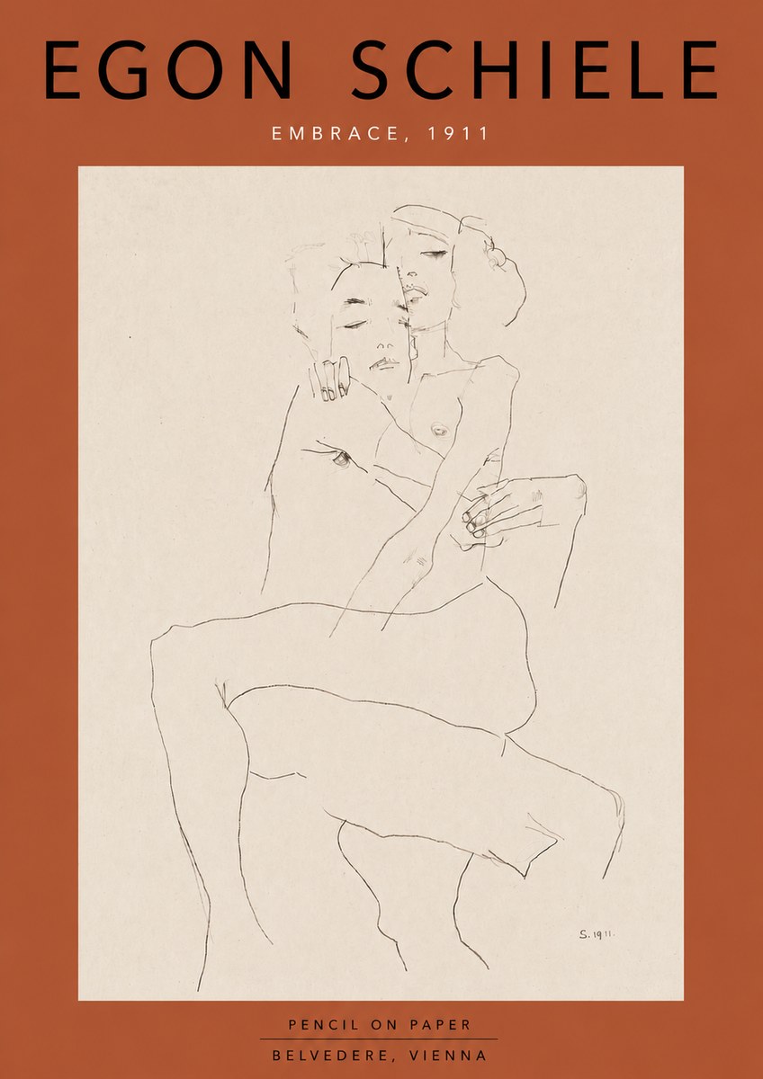 Schiele Embrace, 1911 No6 - Póster