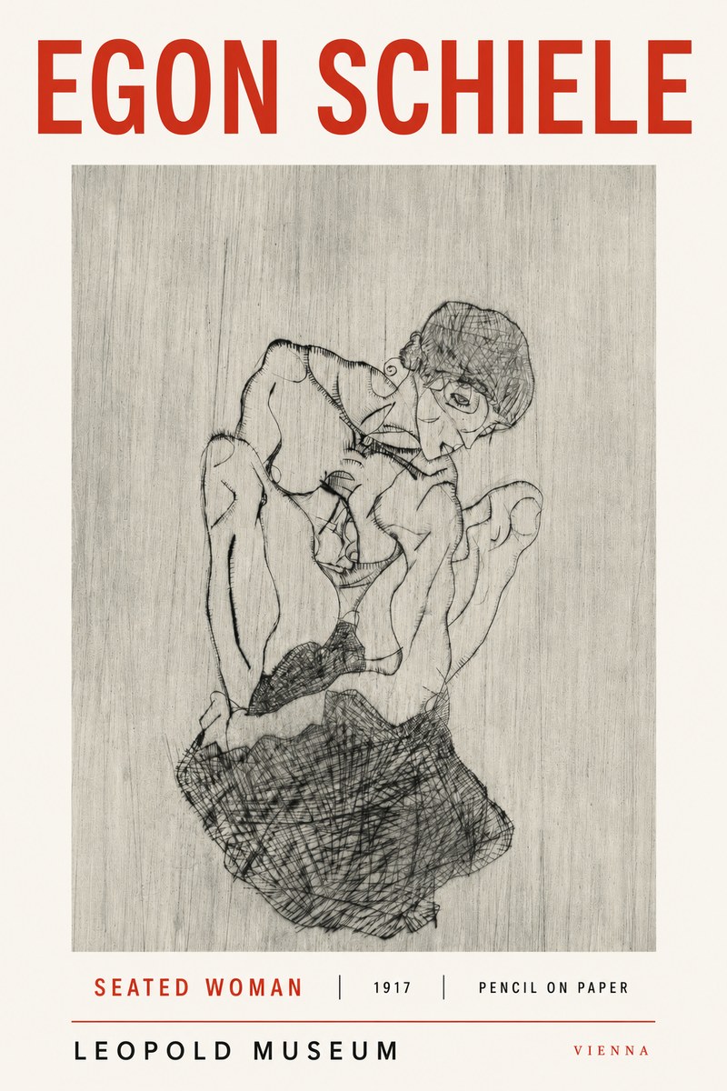 Schiele Seated Woman No3 - Póster