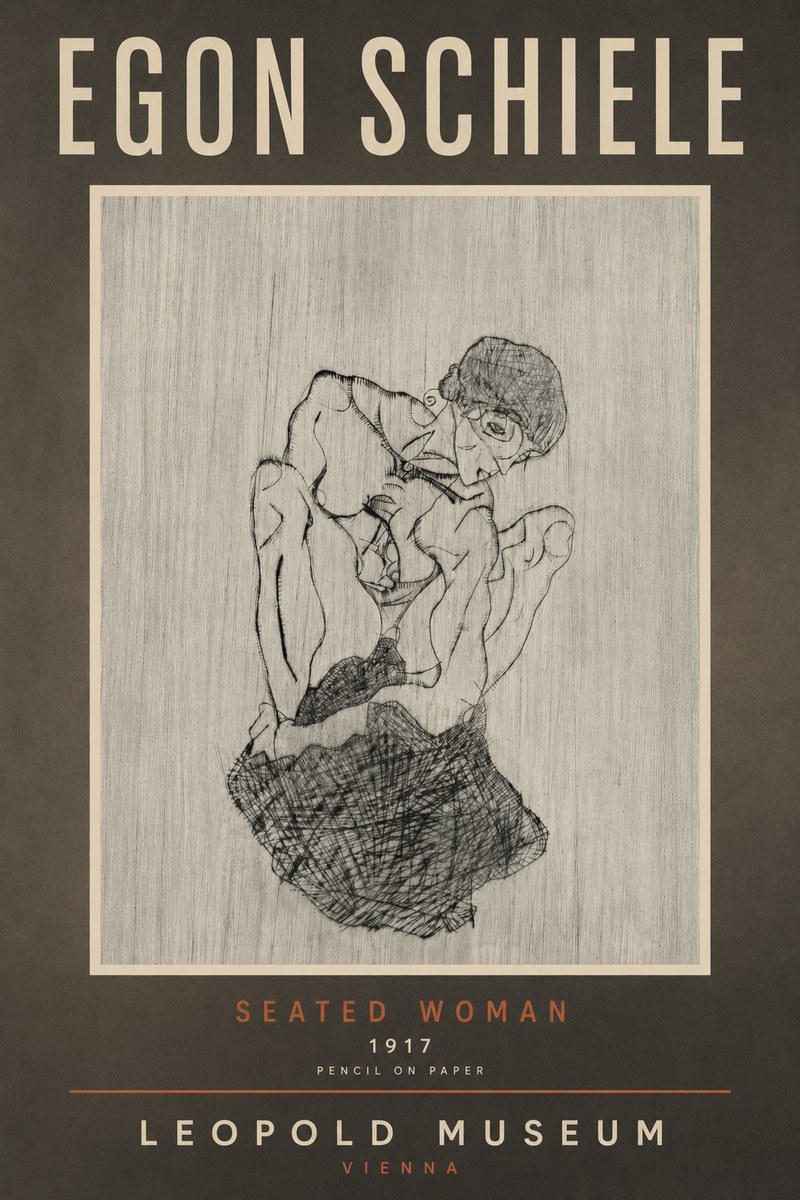 Schiele Seated Woman No6 - Póster