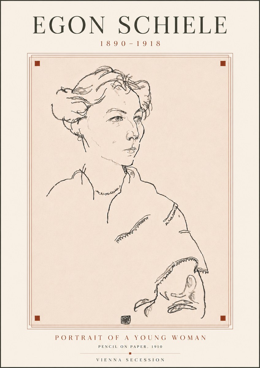 Schiele Portrait of a Young Woman No5 - Póster