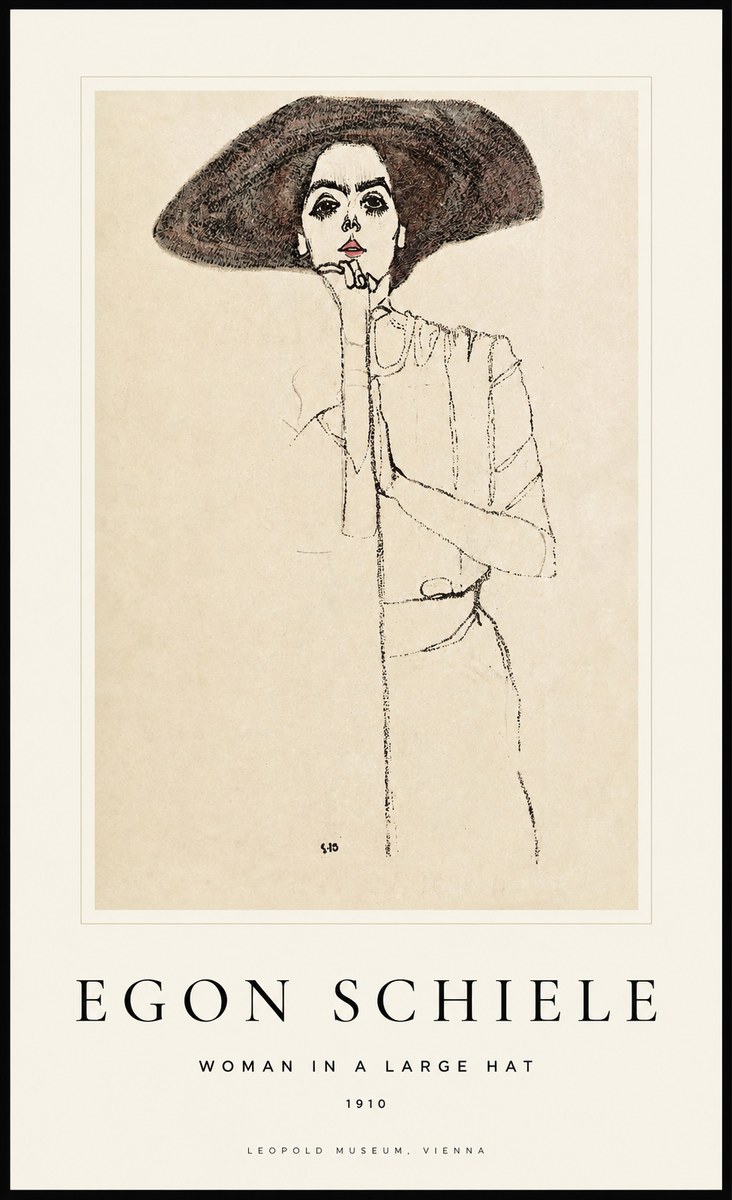 Schiele Woman in a Large Hat No1 - Póster