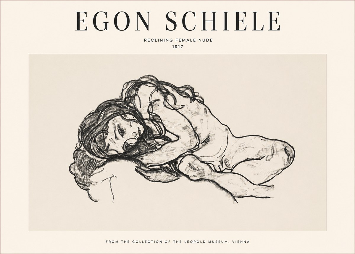 Schiele Reclining Female Nude No1 - Póster