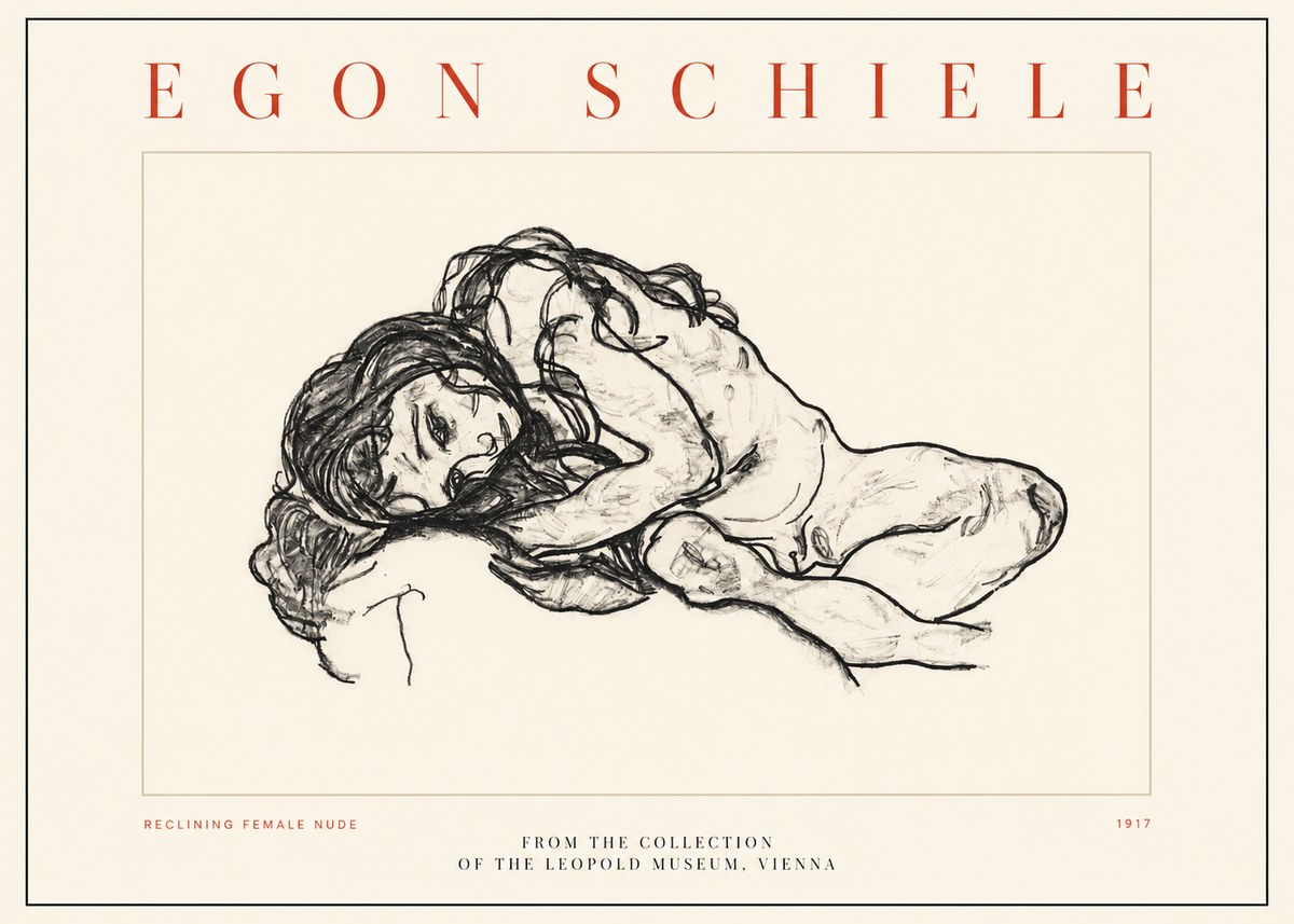 Schiele Reclining Female Nude No2 - Póster