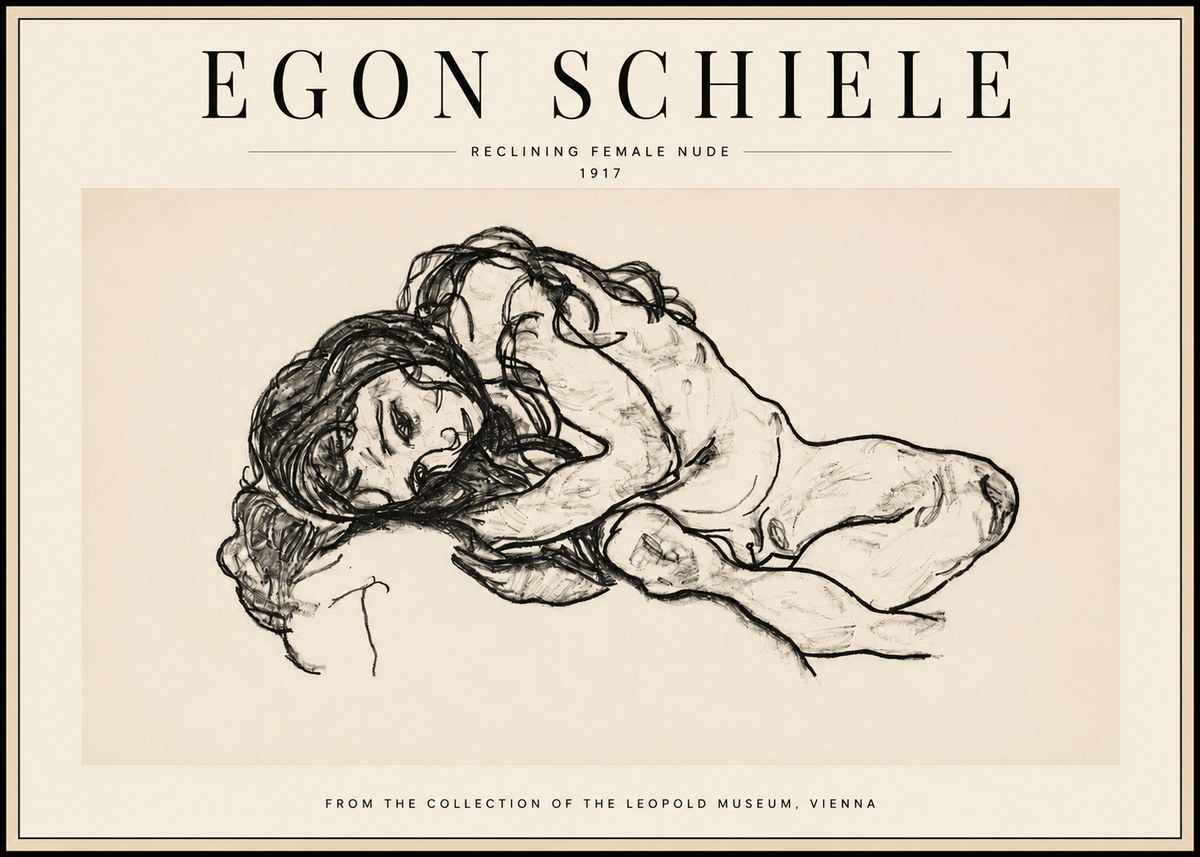 Schiele Reclining Female Nude No3 - Póster