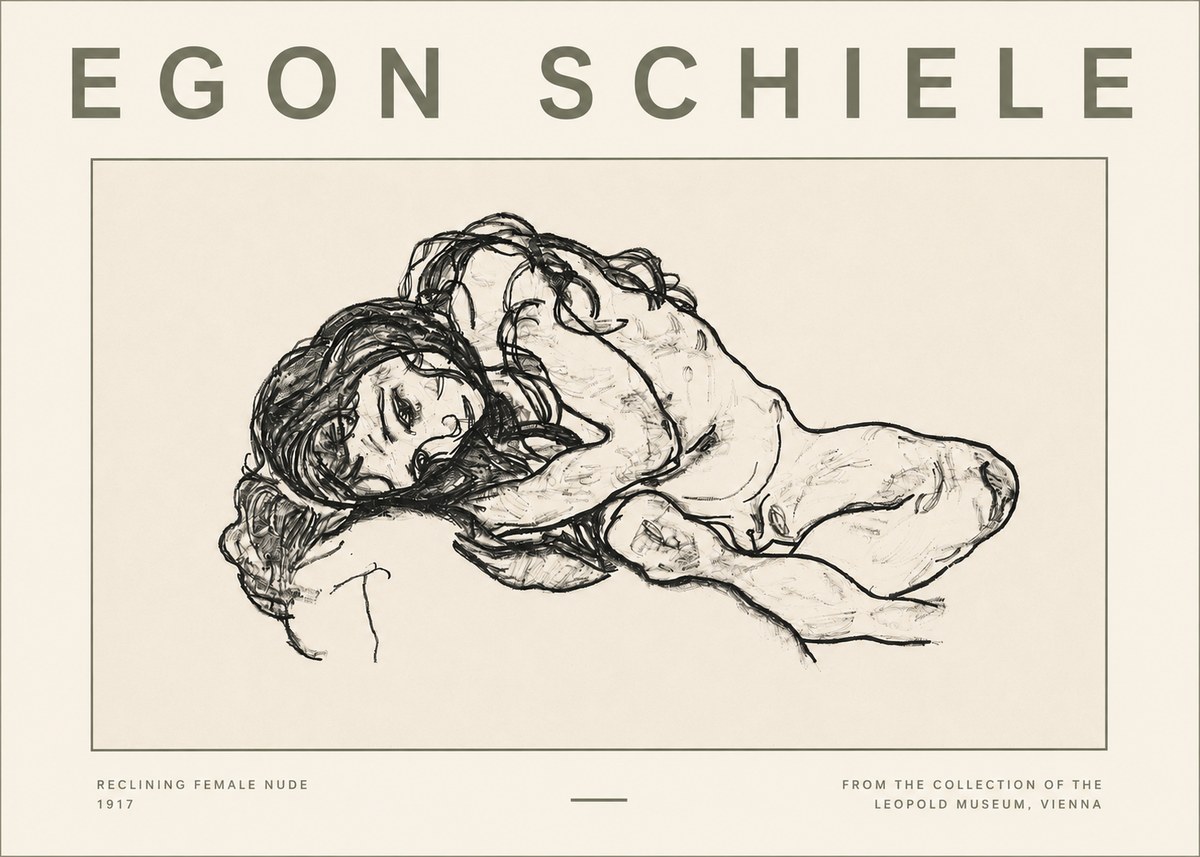 Schiele Reclining Female Nude No4 - Póster