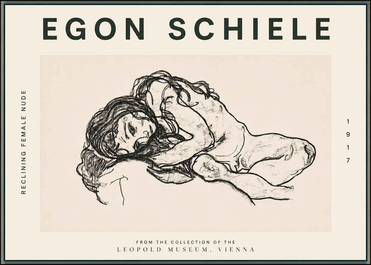 Schiele Reclining Female Nude No5 - Póster