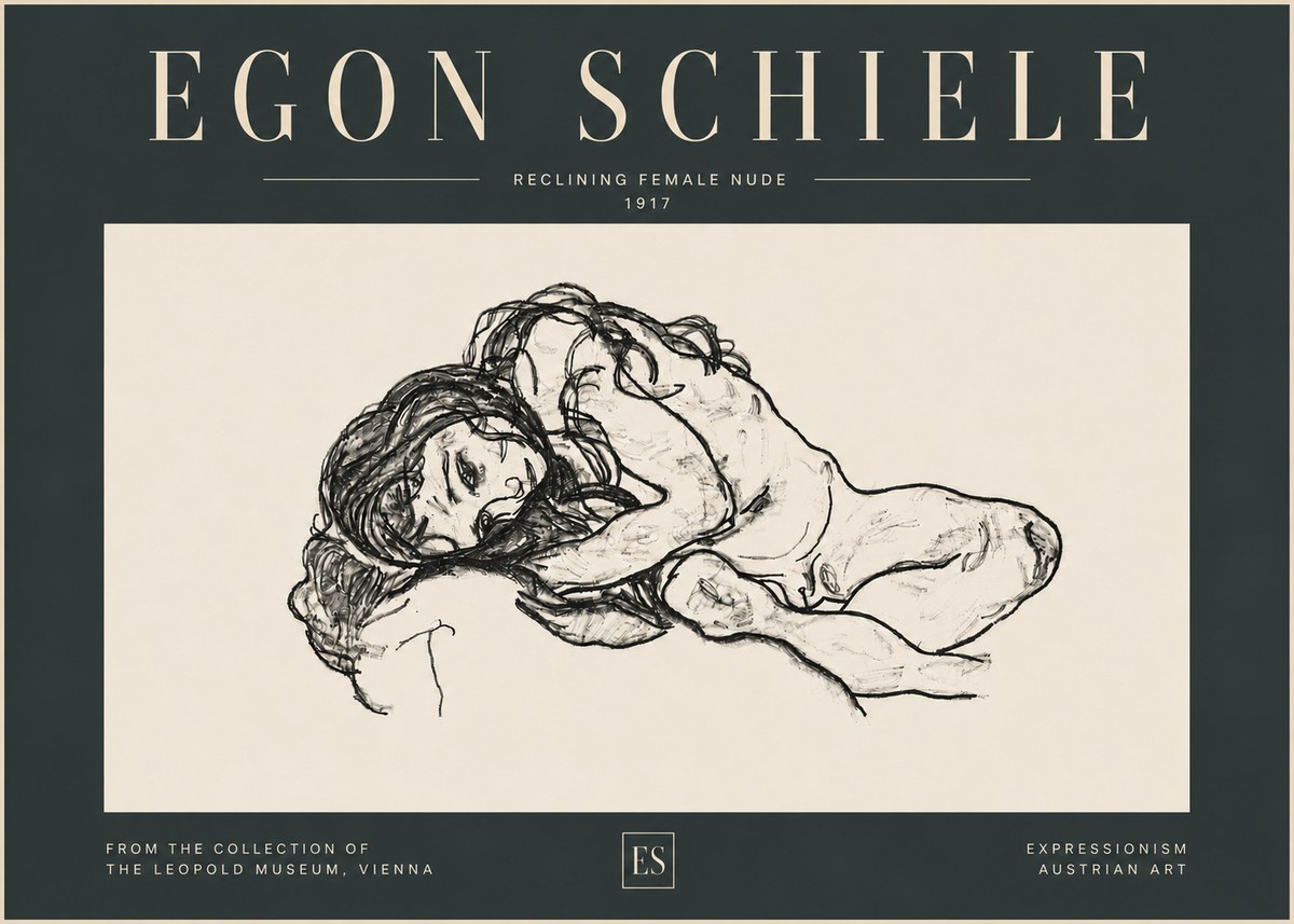 Schiele Reclining Female Nude No6 - Póster