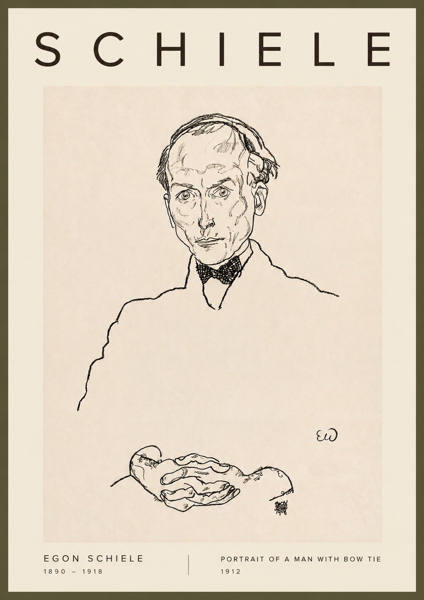 Schiele Portrait of a Man with Bow Tie, 1912 No2 - Póster