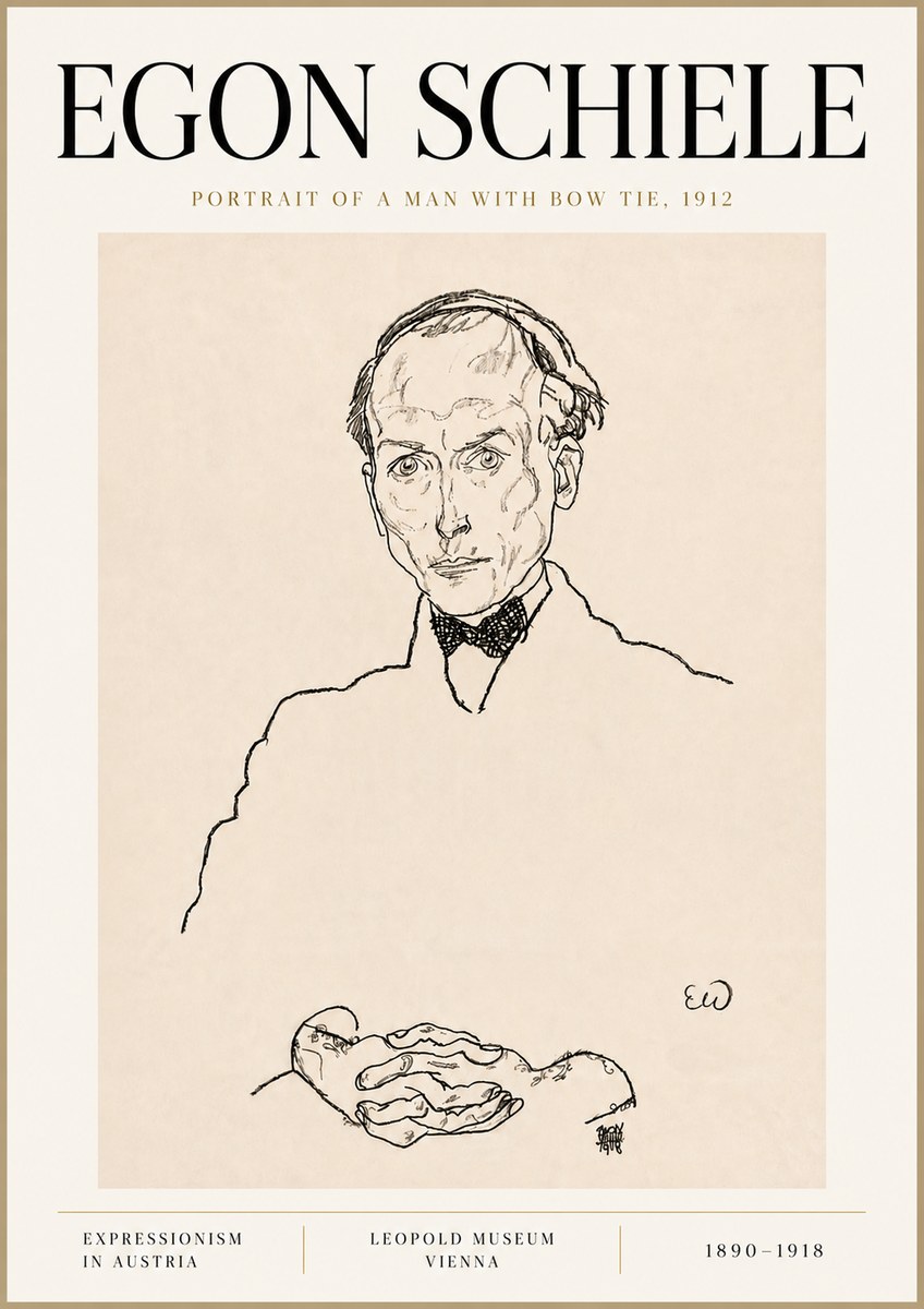 Schiele Portrait of a Man with Bow Tie, 1912 No6 - Póster