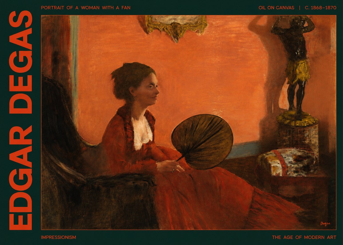 Edgar Degas Portrait of a Woman with a Fan No2 - Póster