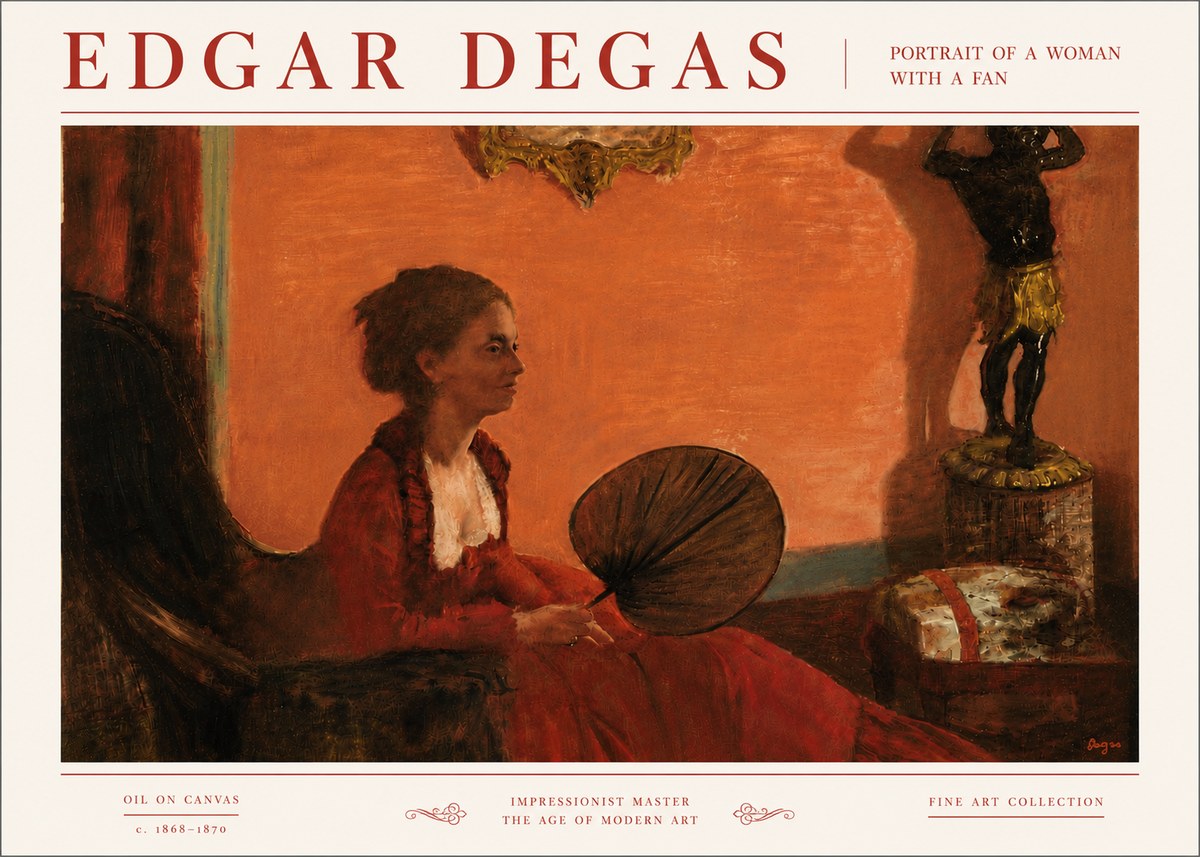 Edgar Degas Portrait of a Woman with a Fan No6 - Póster