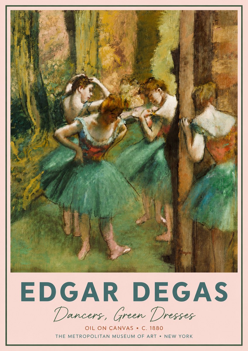 Edgar Degas Dancers, Green Dresses No4 - Póster