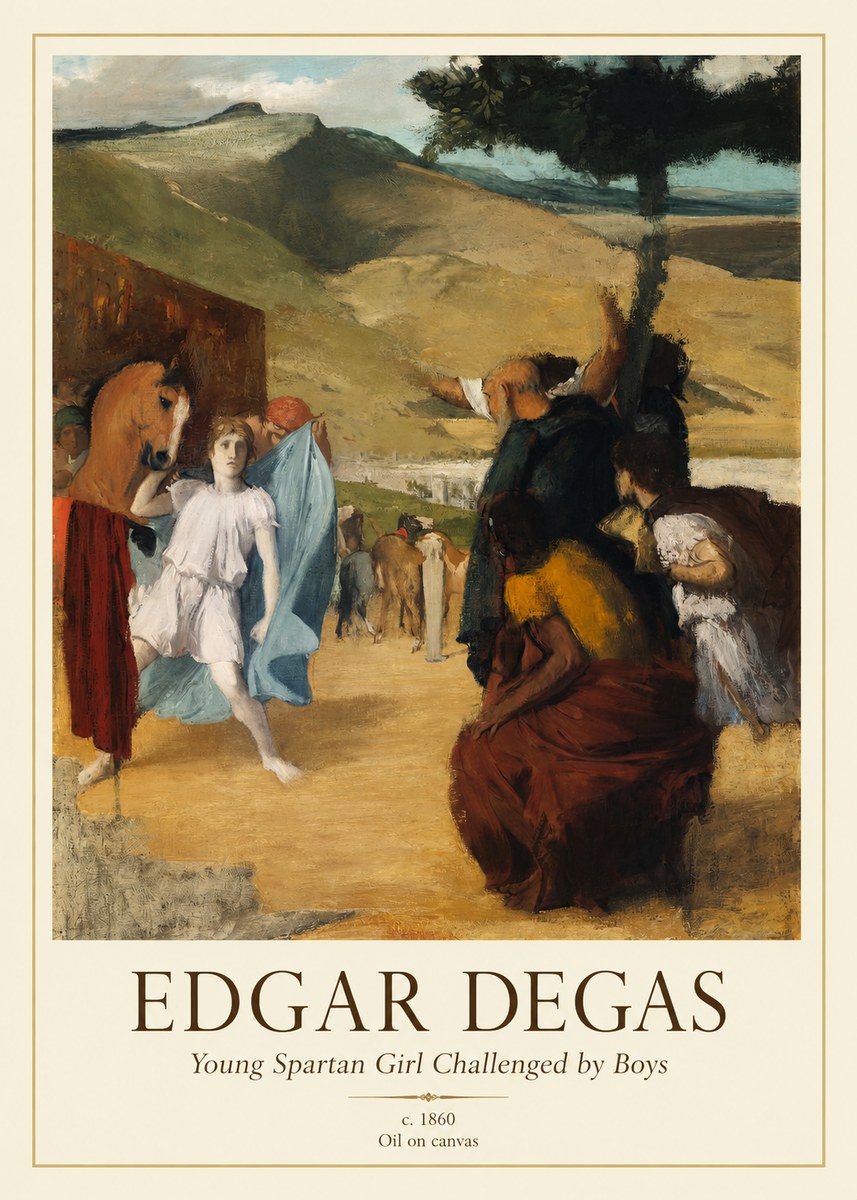 Edgar Degas Young Spartan Girl Challenged by Boys No1 - Póster