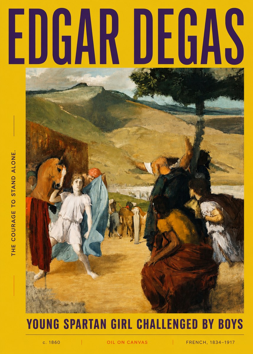 Edgar Degas Young Spartan Girl Challenged by Boys No3 - Póster