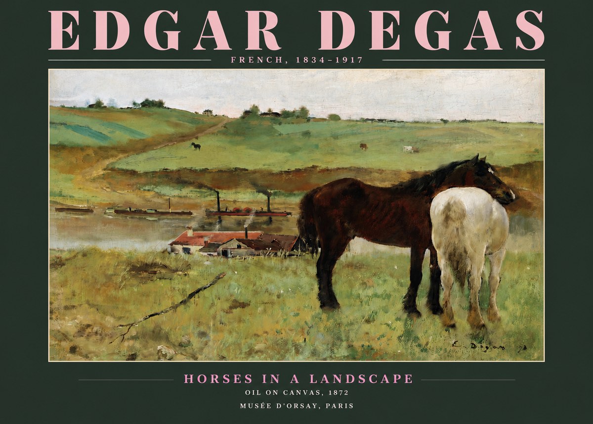 Edgar Degas Horses in a Landscape No3 - Póster