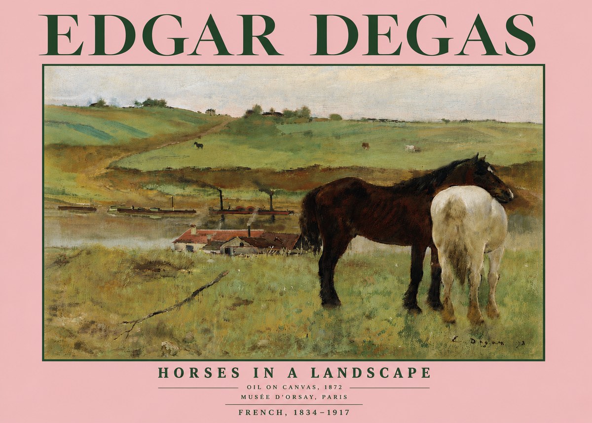 Edgar Degas Horses in a Landscape No5 - Póster