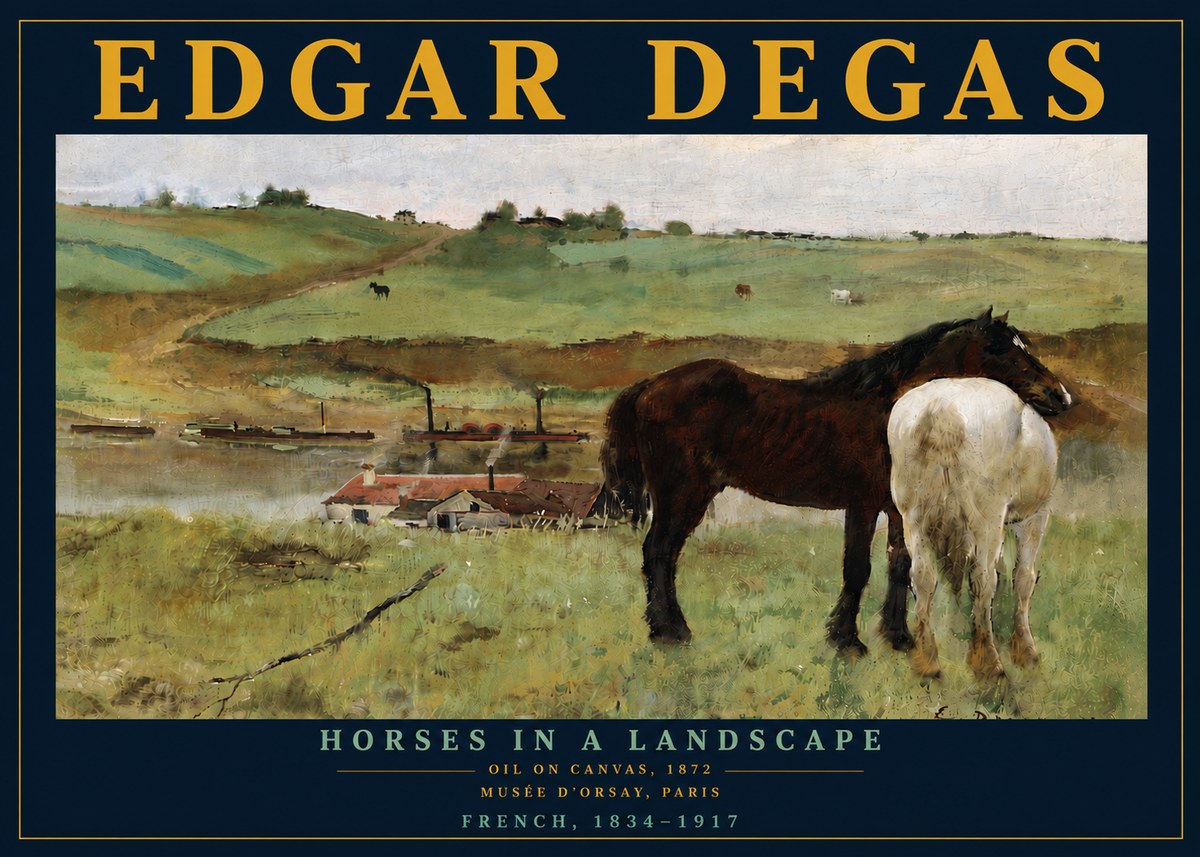Edgar Degas Horses in a Landscape No6 - Póster