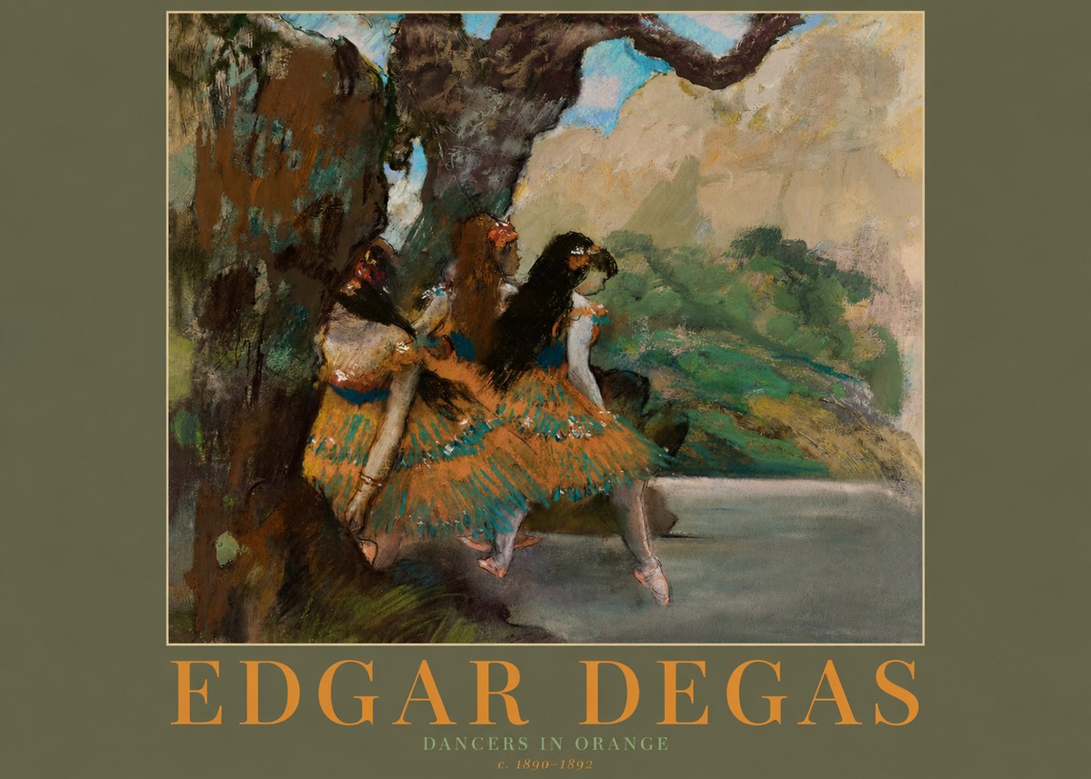 Edgar Degas Dancers in Orange No2 - Póster