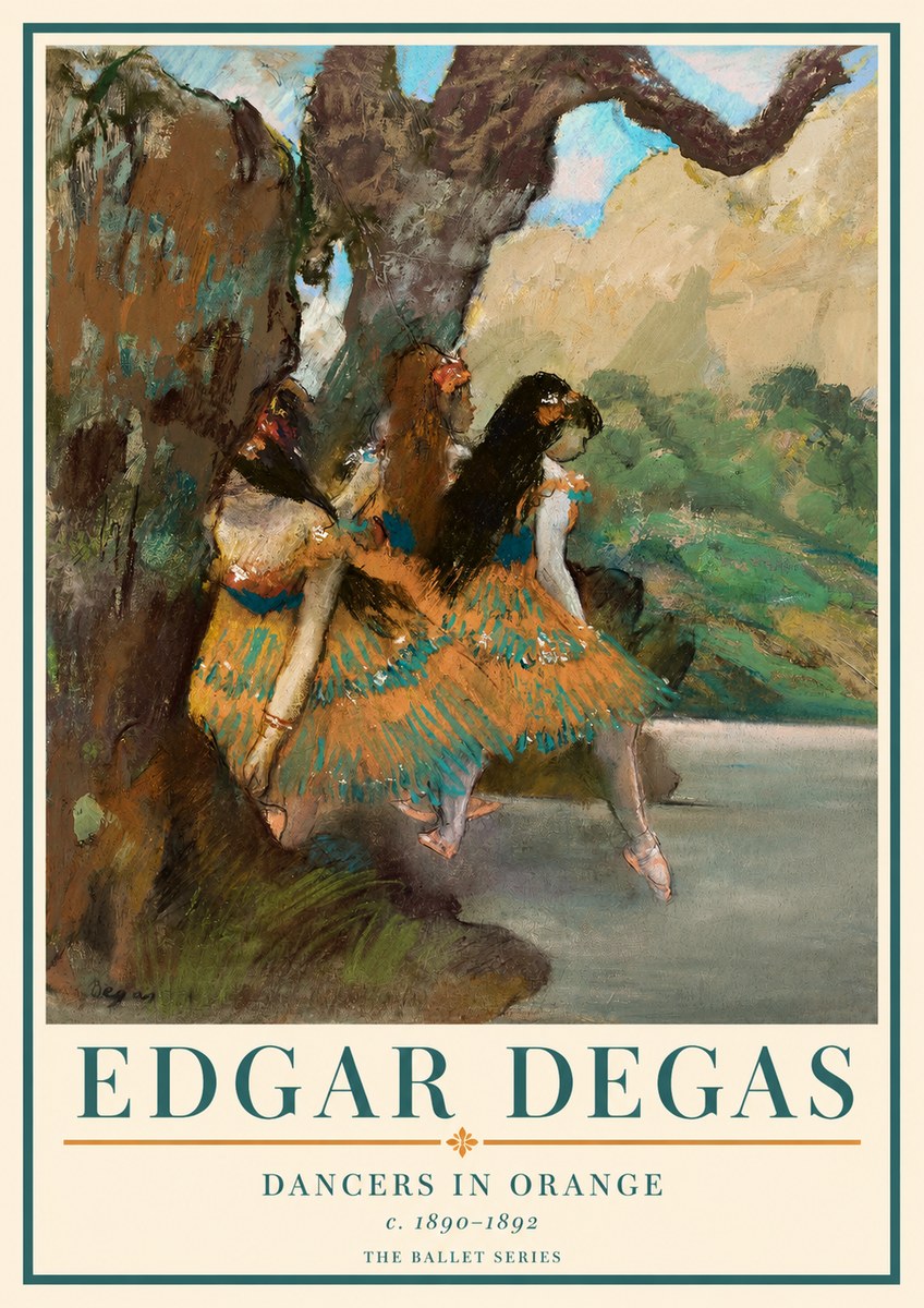 Edgar Degas Dancers in Orange No3 - Póster