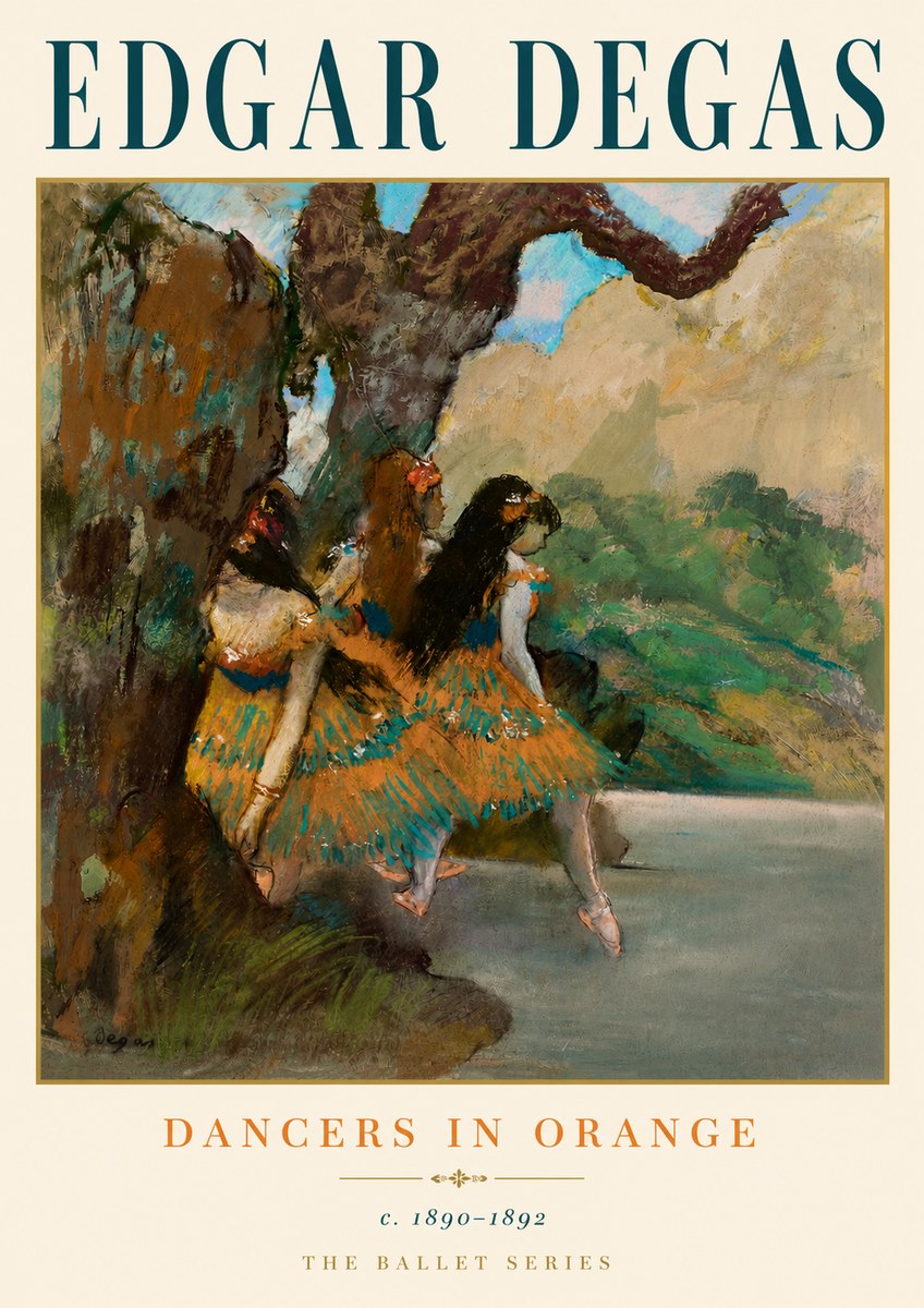 Edgar Degas Dancers in Orange No6 - Póster