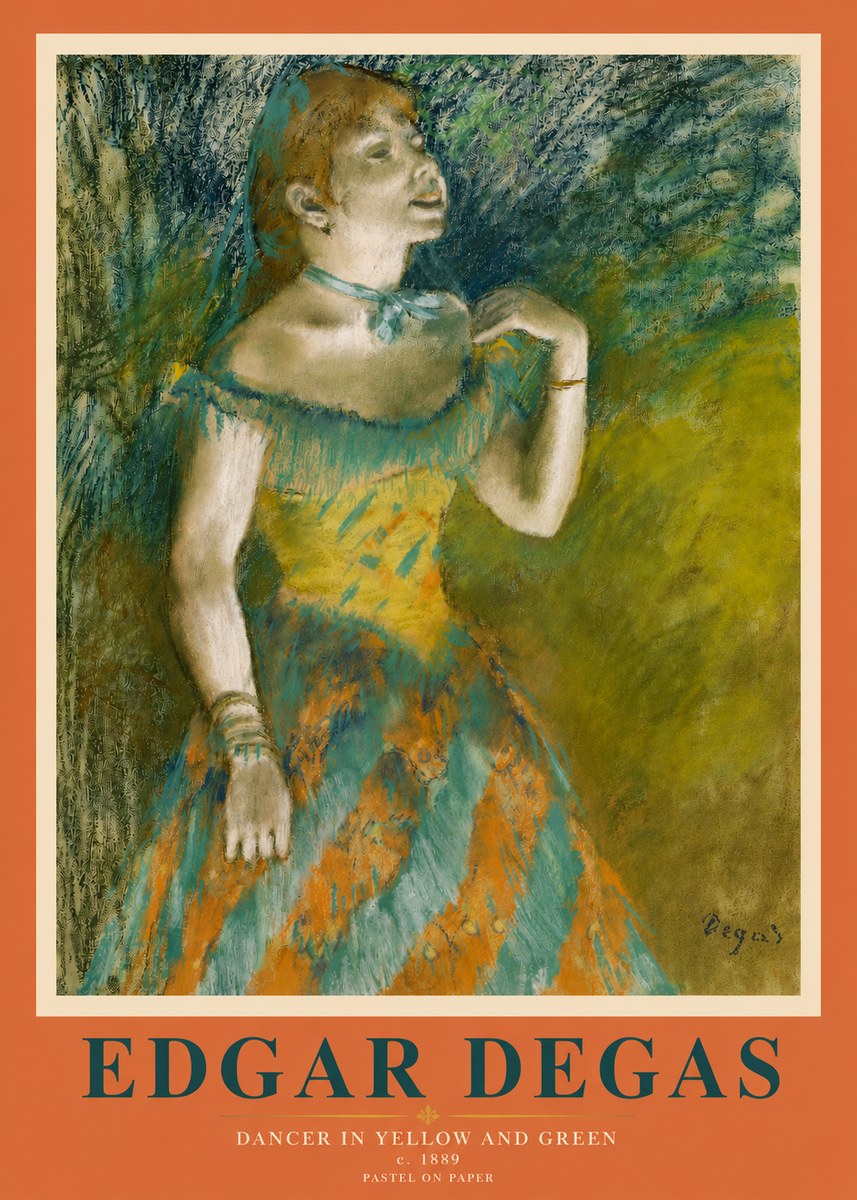 Edgar Degas Dancer in Yellow and Green No3 - Póster