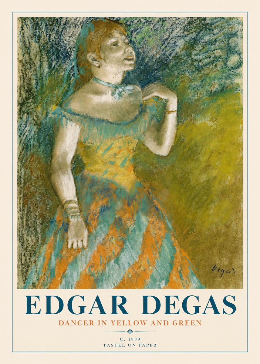 Edgar Degas Dancer in Yellow and Green No4 - Póster