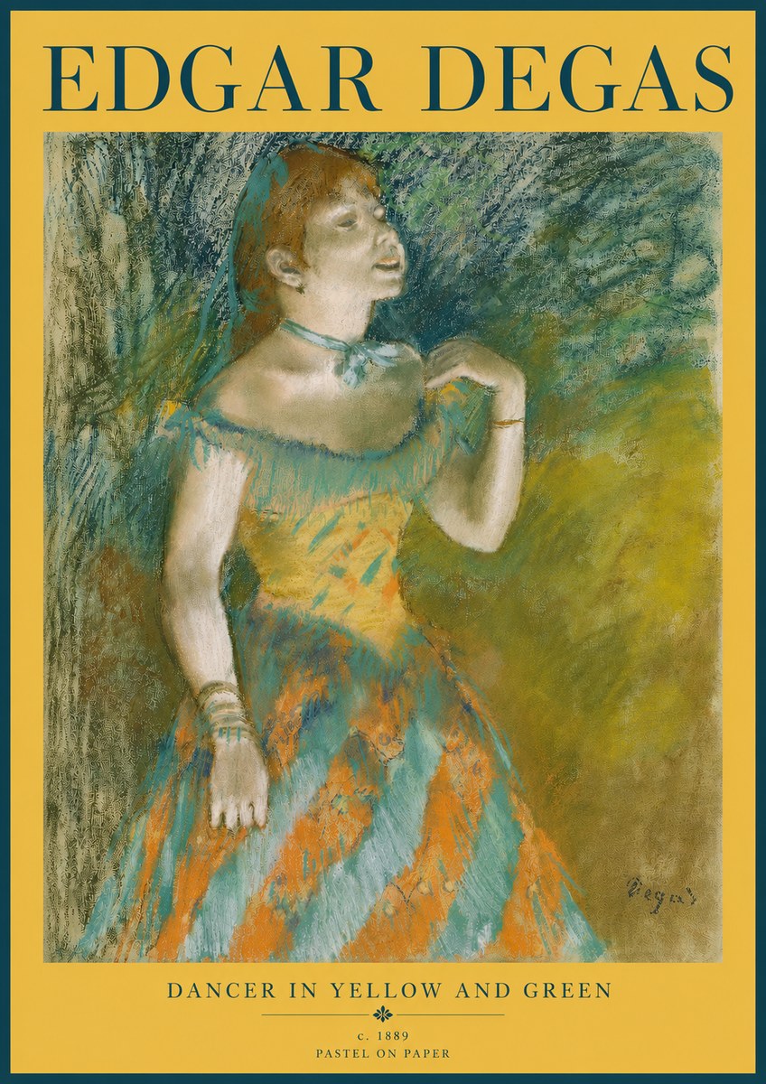 Edgar Degas Dancer in Yellow and Green No5 - Póster