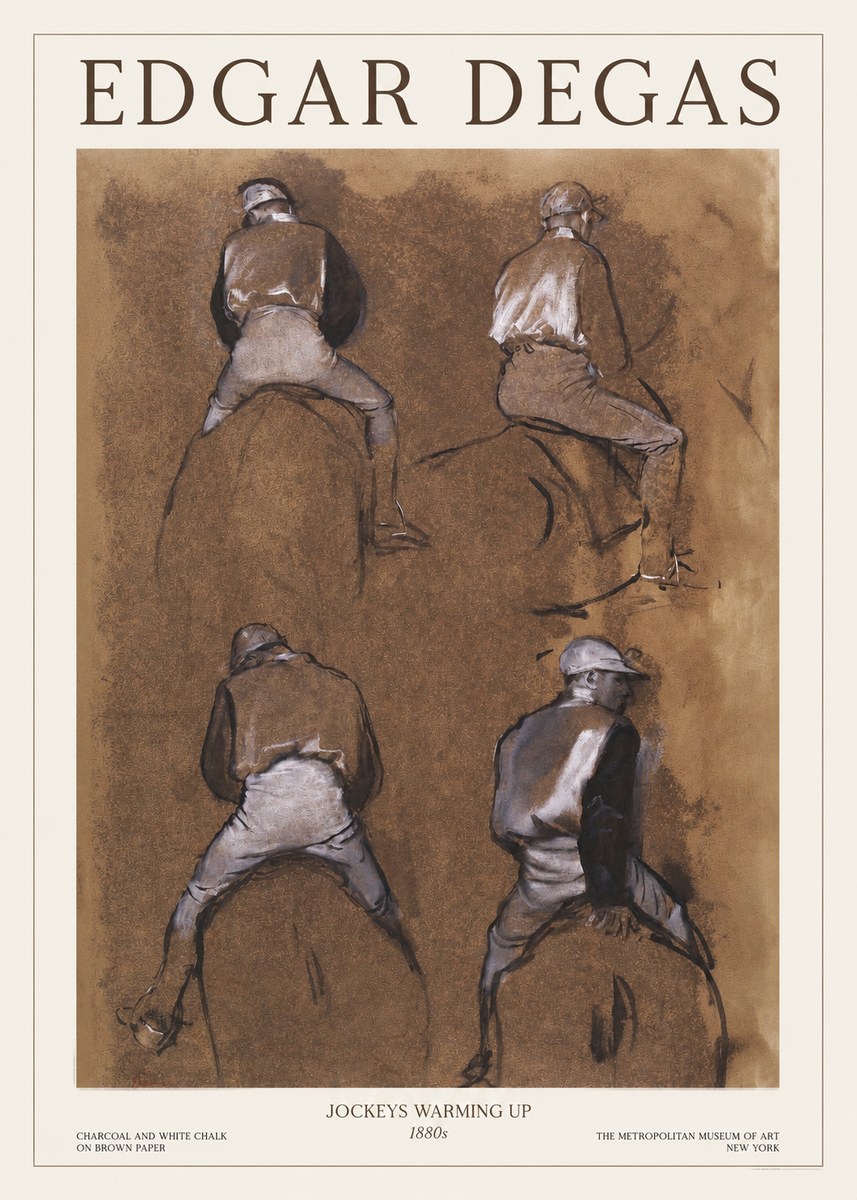 Edgar Degas Jockeys Warming Up No1 - Póster