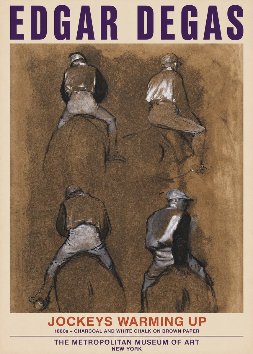 Edgar Degas Jockeys Warming Up No4 - Póster