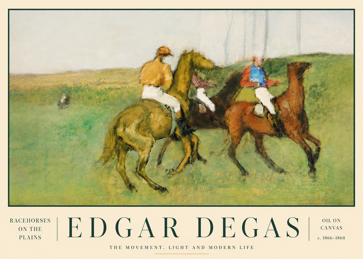 Edgar Degas Racehorses on the Plains No3 - Póster