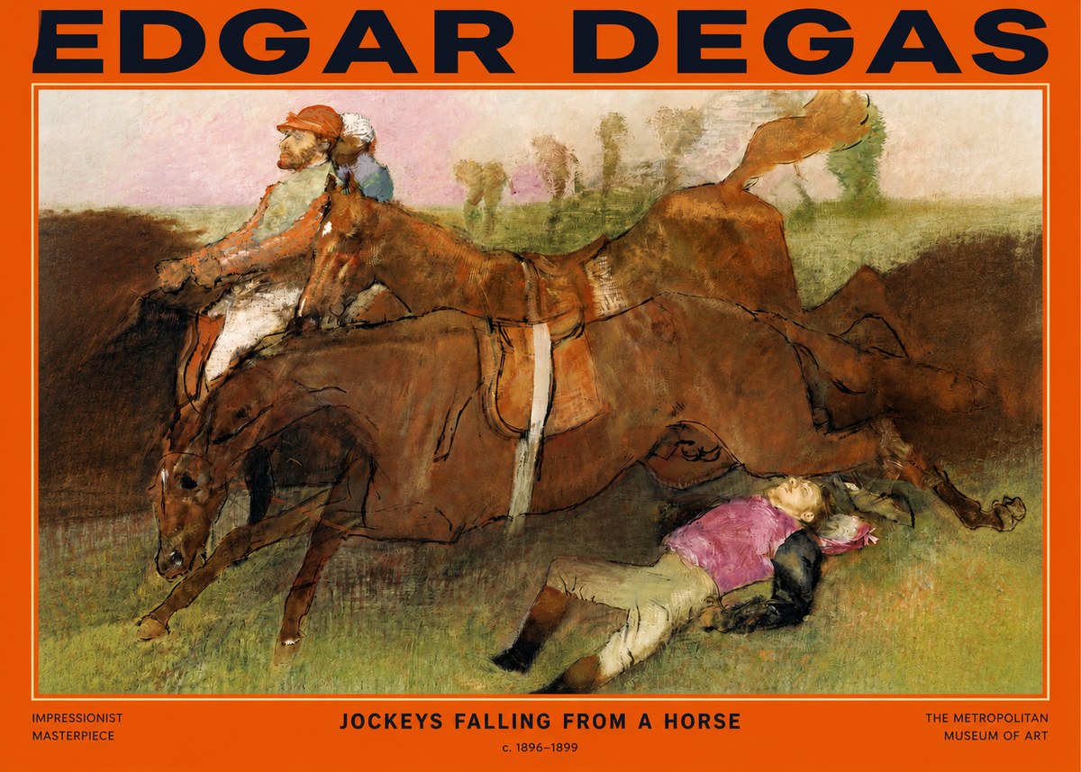 Edgar Degas Jockeys Falling from a Horse No2 - Póster