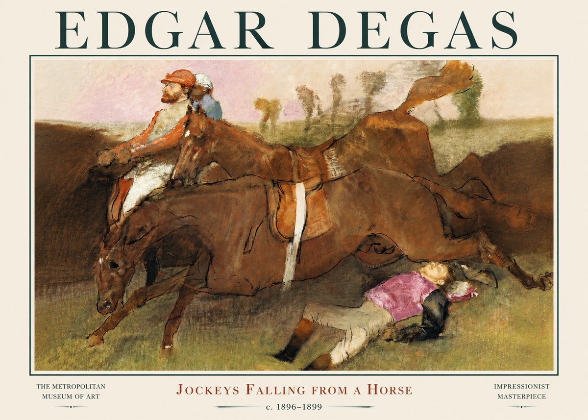 Edgar Degas Jockeys Falling from a Horse No3 - Póster