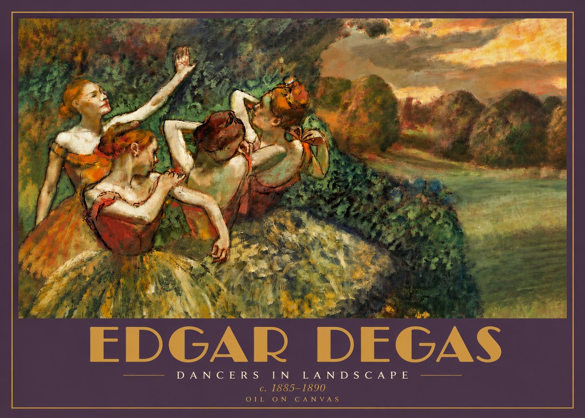 Edgar Degas Dancers in Landscape II No4 - Póster