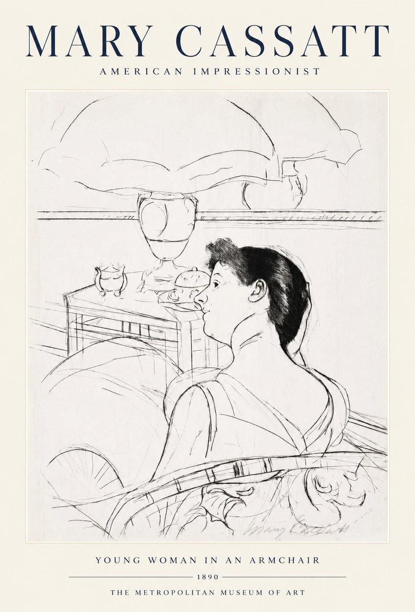 Mary Cassatt Young Woman in an Armchair No1 - Póster