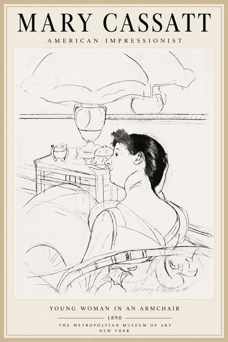 Mary Cassatt Young Woman in an Armchair No5 - Póster